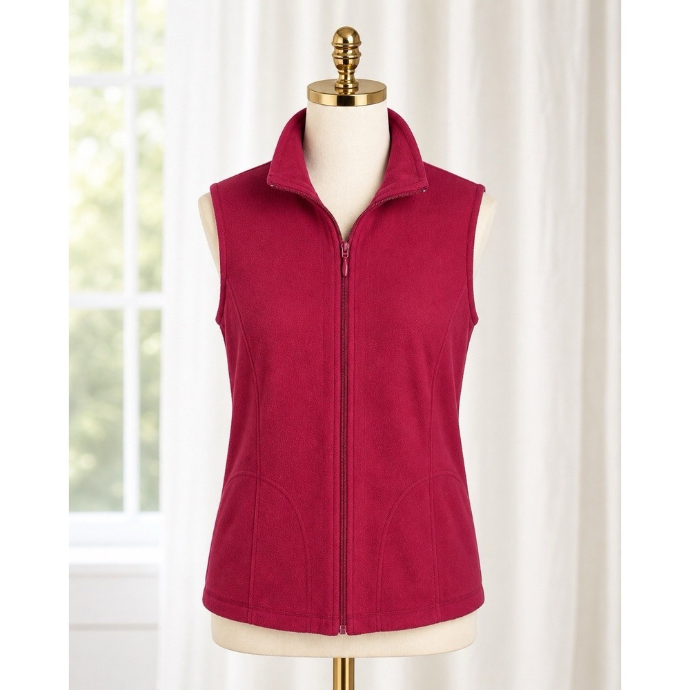 Columbia Red Lightweight Thin Vest Full Zip Pockets Women's Size Large